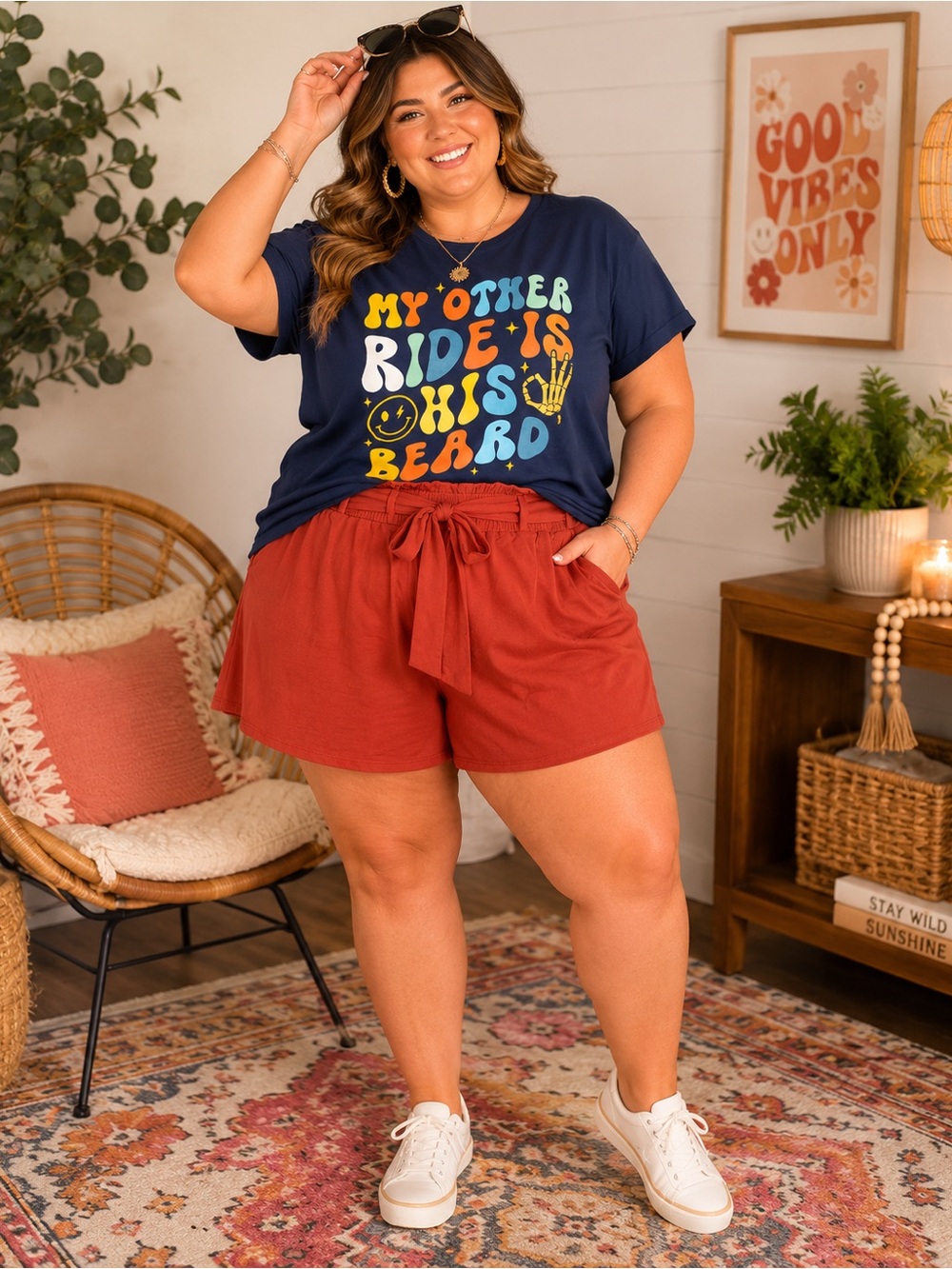 LuLaRoe Rust Tie-Waist High-Rise Ella Shorts -  XL